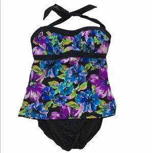 Tropical Escape Floral Halter Skirt One Piece